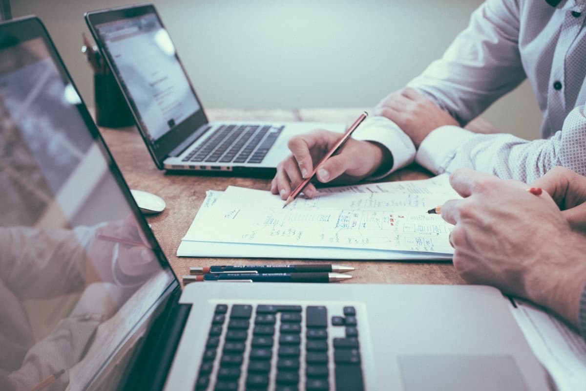 Business professional reviewing financial documents